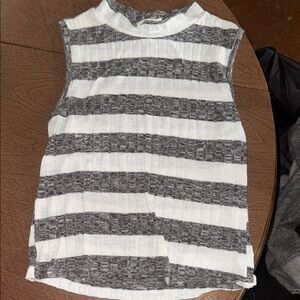 Free Kisses Gray and White Striped Tank Top